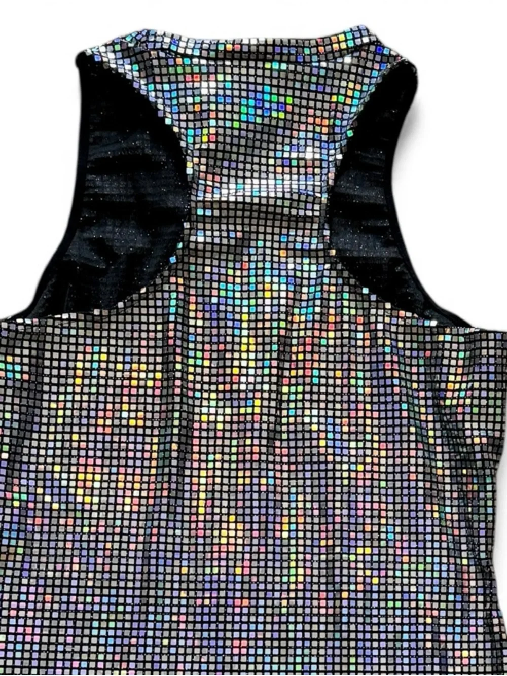 NWT Club Exx Holographic Silver Sleeveless Mini Dress with Matching Gloves - Picture 3 of 4